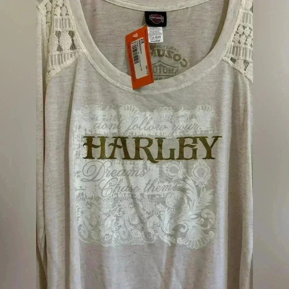 Harley Davidson Long Sleeve Scoop Neck with Lace Embellishments Size 2XL NWT - Picture 3 of 12